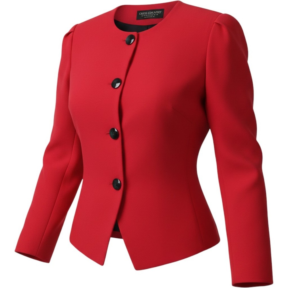 Cross Country Fashions Red Vintage Blazer Puff Shoulder Button Front USA Made